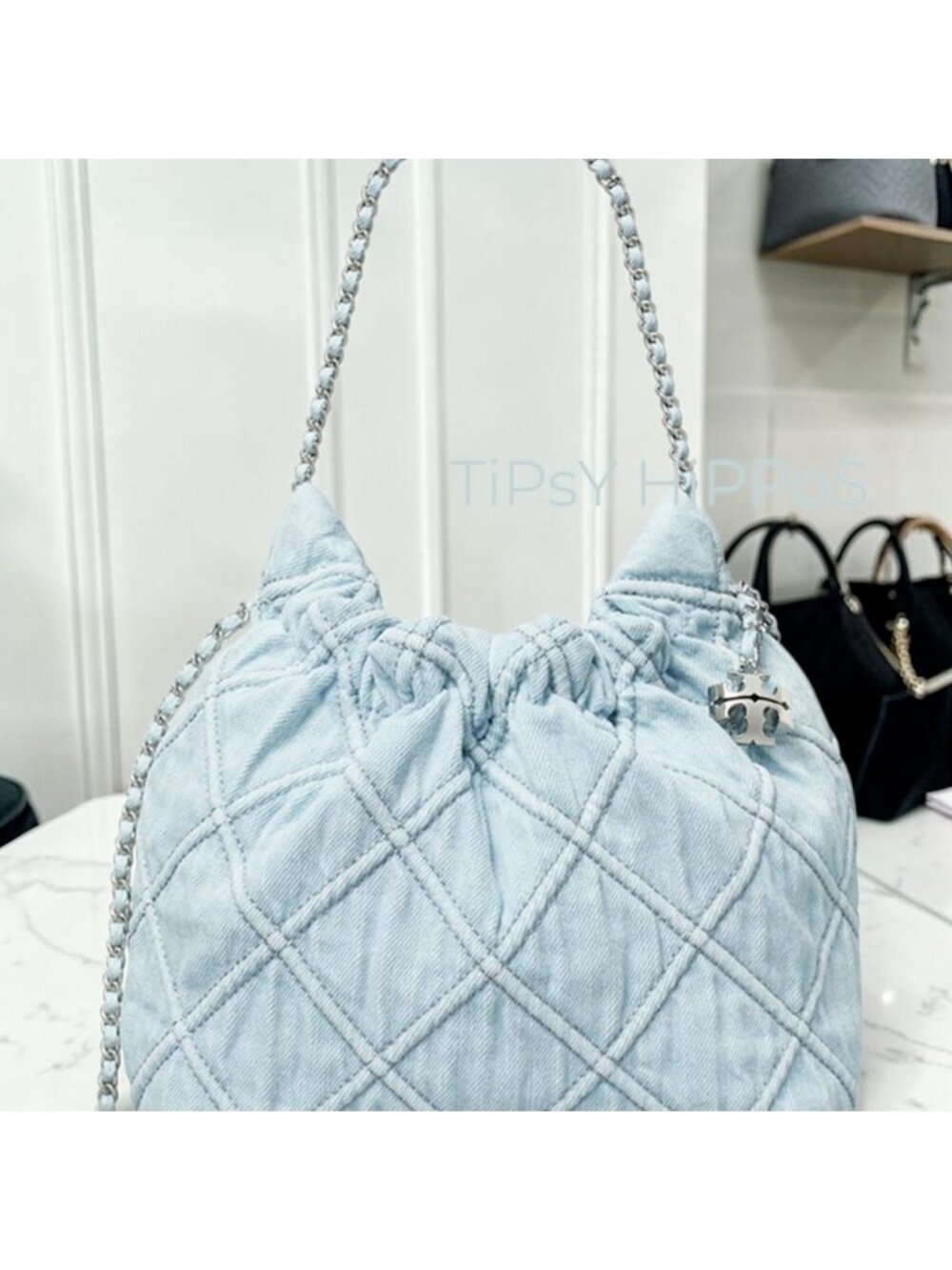 NEW!! TORY BURCH FLEMING SOFT DENIM HOBO BAG/SHOULDER BAG 623T277P - Picture 5 of 9